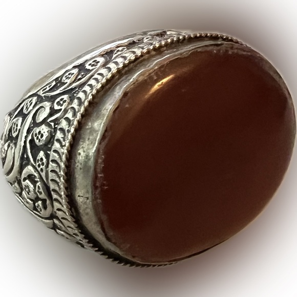 Large men’s Turkish Agate silver ring - Picture 1 of 5